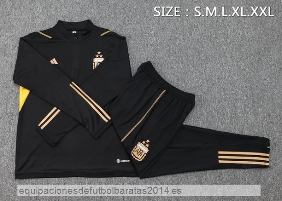 Nuevo Conjunto Completo Sudadera Entrenamiento Niños Argentina 2023 Negro II Amarillo Baratas